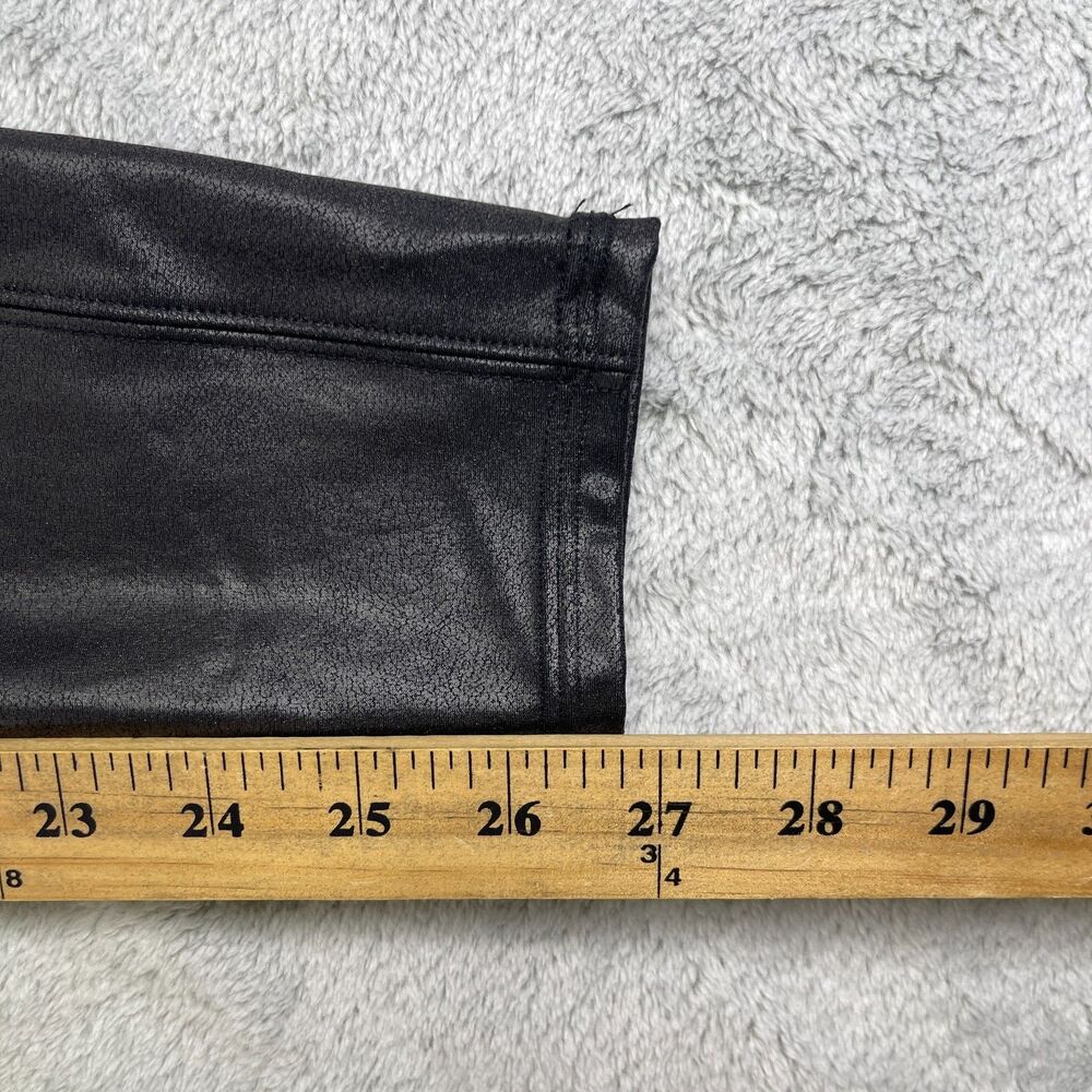 Spanx Shape Faux Leather Sculpting Leggings Womens Large Black Stretch Pull On - Picture 10 of 11